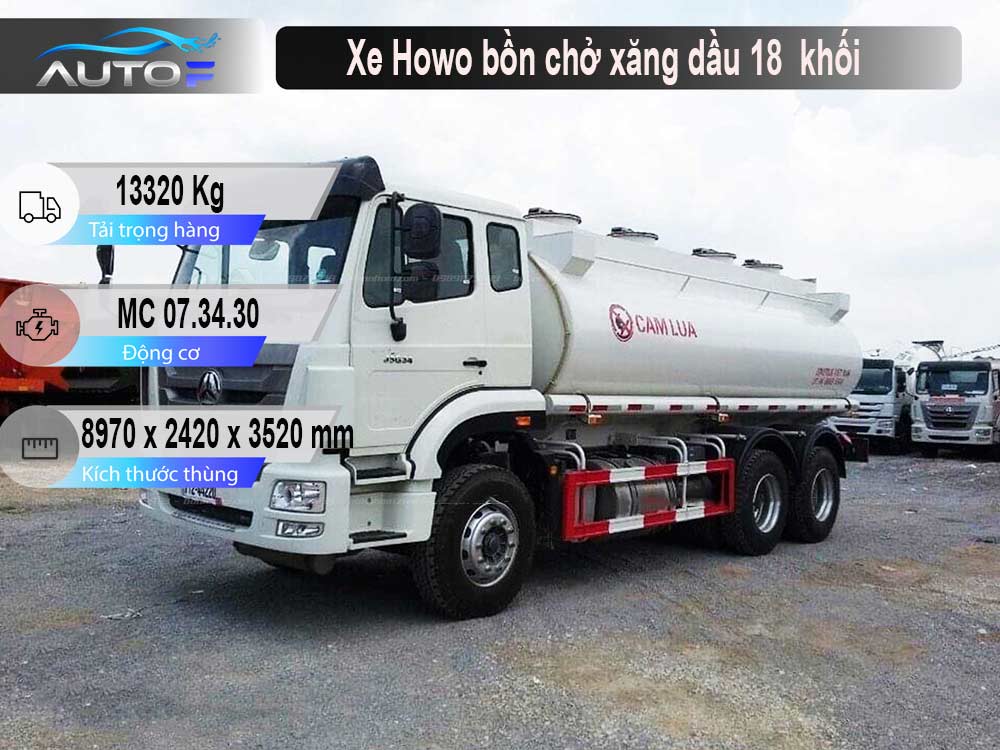 Xe Howo bồn chở xăng dầu 18 khối